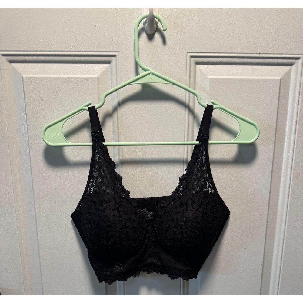 Women's Maidenform Black Pure Comfort Lace & Mesh Longline Wireless Bra Size 36D